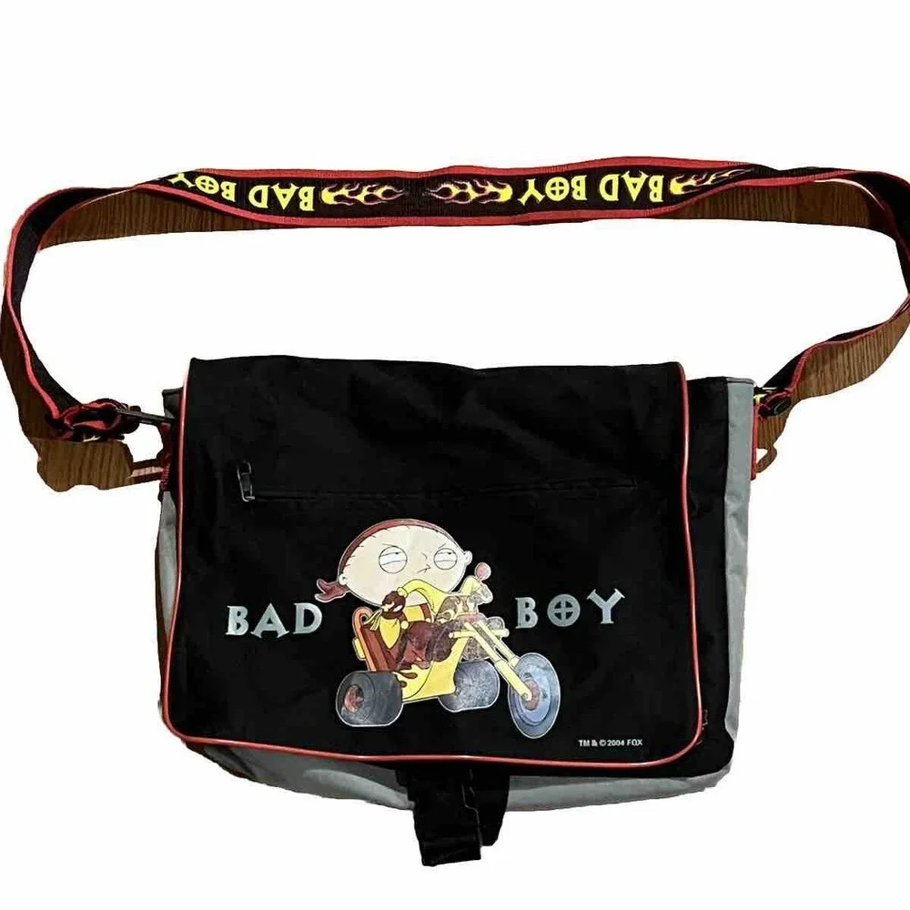 Vintage 2004 Family Guy Stewie Messenger Bag Bad Boy Y2K JNCO Flames Rare